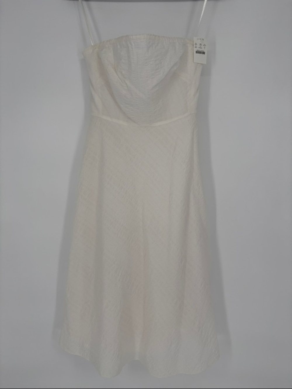💆🏻‍♀️ nwt J. Crew Strapless white seersucker Textured A-Line Dress